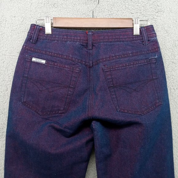 Revolt Pants Womens 7/8 Purple Mid Rise Bootcut‎ Denim Jeans Punk Kawaii - Picture 7 of 11